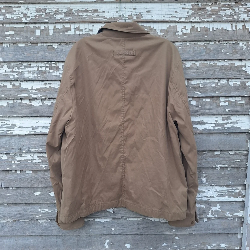 EUC Tommy Hilfiger Men's Classic Front-Zip Micro-Twill Jacket Khaki Size Large